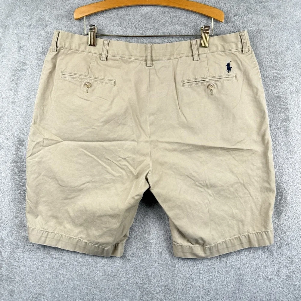 Polo Ralph Lauren Chino Shorts Mens 38 Tan Khaki Cotton 10'' Inseam‎ Logo Preppy